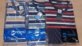 841. Pijama Jersey Rayado, V Y 100% Algodon. Talle Comun