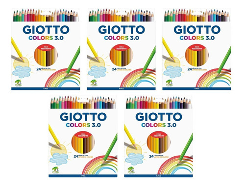 Lapices Escolares Giotto Colors 3.0 X24 Colores Pack 5 Cajas