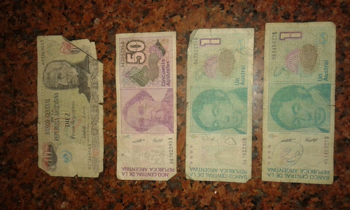 Lote 4 Billetes Antiguos Argentinos