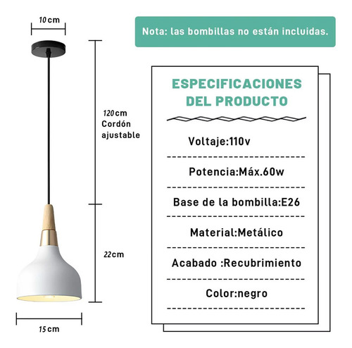 Lámpara Colgante Decorativa Moderna Ajustable Con Bombillas Estructura Blanco