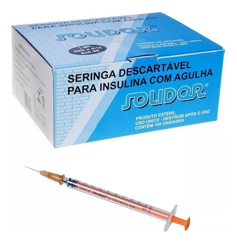 Seringa De Insulina 1 Ml Agulha 13 X 0,33mm Solidor 200 Und