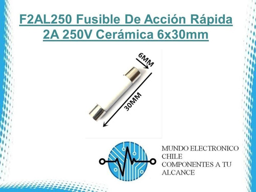 2 X F2al250 Fusible De Acción Rápida 2a 250v Cerámica 6x30mm