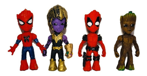 Figuras Muñecos Paquete Set De 4 Groot Avengers Y Deadpool