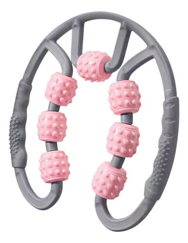 Rodillo Muscular Para Piernas, 7 Ruedas, Gris Y Rosa