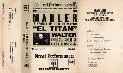 Mahler - Sinfonía N° 1   El Titan               Bruno Walter