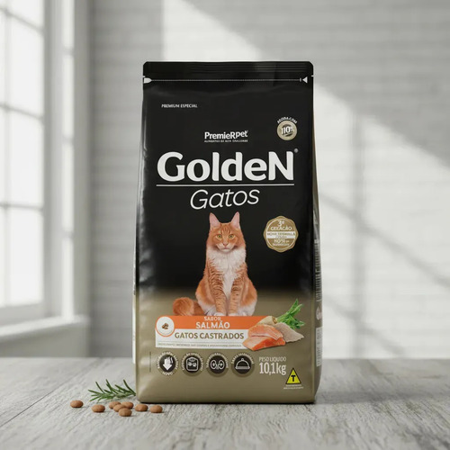 Ração Golden Gatos Adultos Castrados Salmão 10kg
