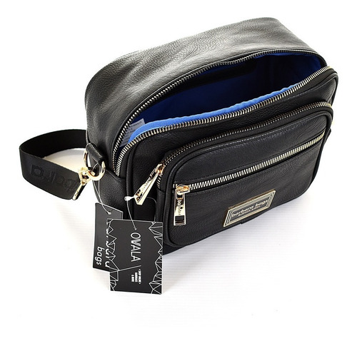 Imagen 4 de 6 de Bandolera Mujer Cuero Sintetico Bolsillos Negra Barbara Bags