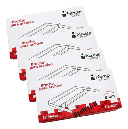 200 Broches De 8 Cm Para Archivo Metalicos (4 Cajas De 50)