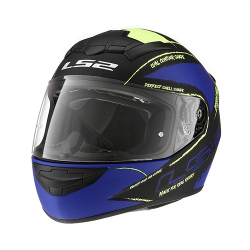 Casco Moto Integral Ls2 Ff 352 Brush Azul Amarillo Um