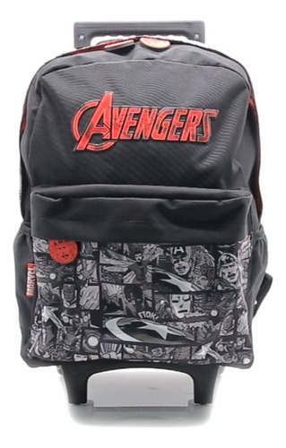 Mochila Urbana Escolar Avengers Marvel Comic Con Carro Color Negro Diseño de la tela Liso