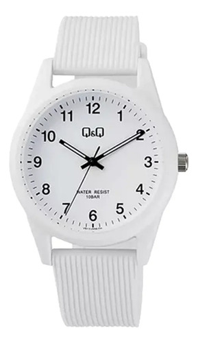 Reloj Q&q Analogo Malla De Pvc Color Blanco Vs12j006y