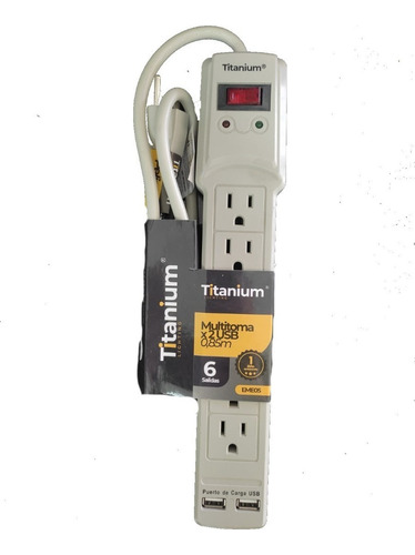 Multitoma Regleta Eléctrica 6 Salidas+ 2 Usb 0.85 Metros