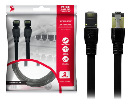 Cabo De Rede Rj45 2m Ethernet Patch Cord Cat7 10gbps 600mhz
