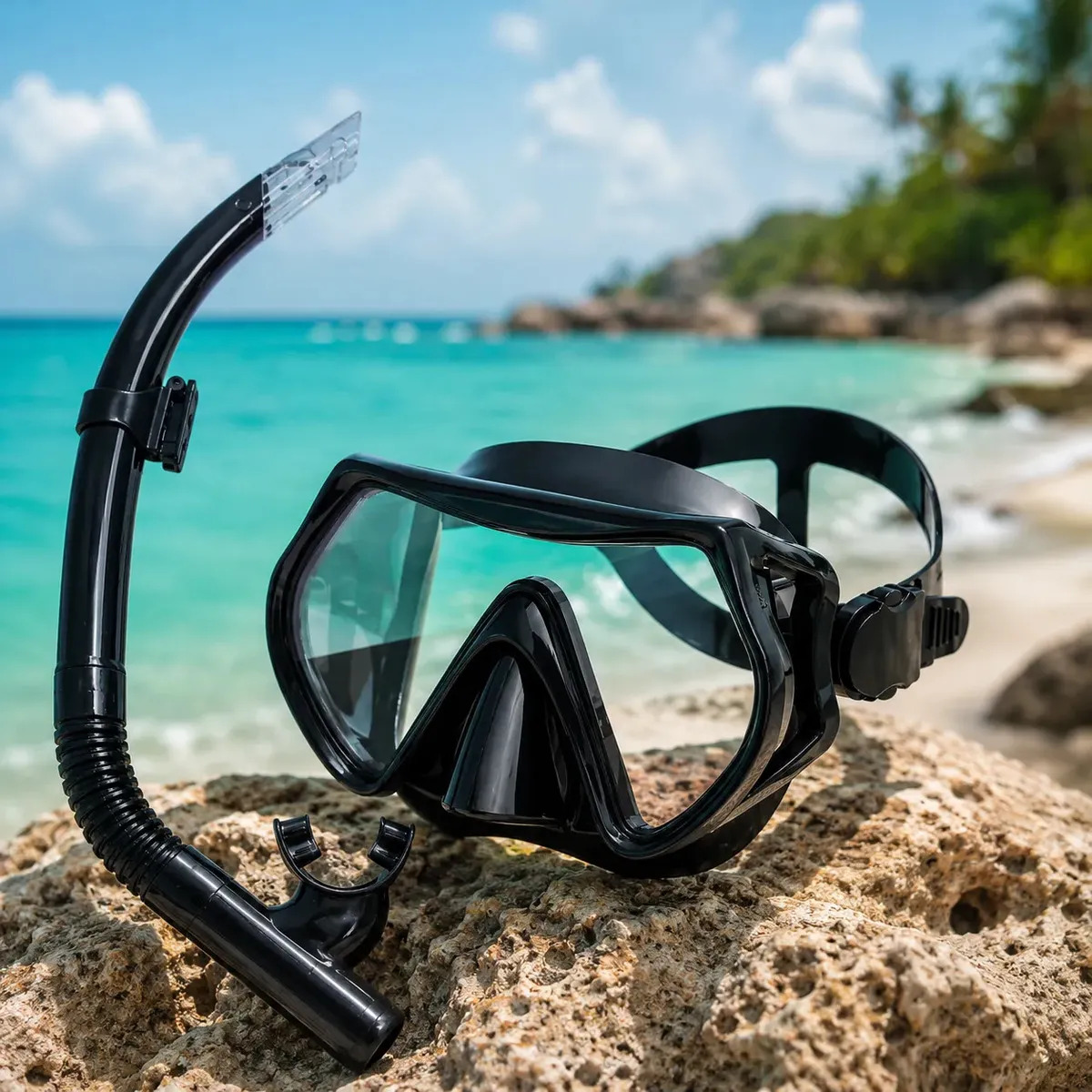 Kit Máscara De Mergulho Com Snorkel Óculos Respirador Profissional Para Praia Piscina Natação Adulto Tubo Antiembaçante Vedação Confortável Pitia