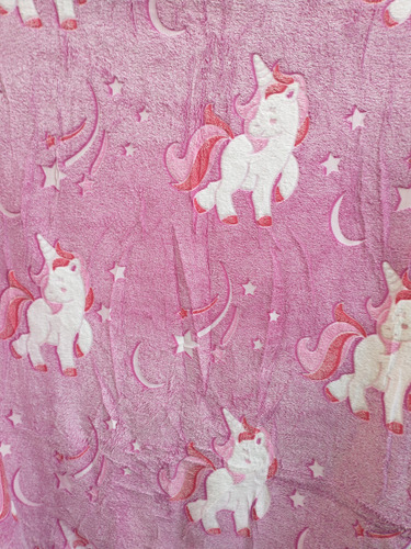 Frazada Manta Magica Luminosa Infantil Corderito Fluor 1 1/2 Unicornios Fucsia