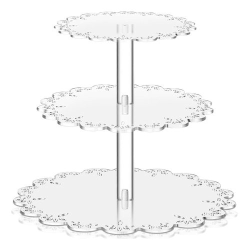 Soporte Transparente Acrílico Para Cupcakes De 3 Niveles