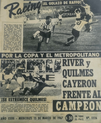 Revista Racing 1226 Racing 2 River 0, Quilmes 2 Racing 3