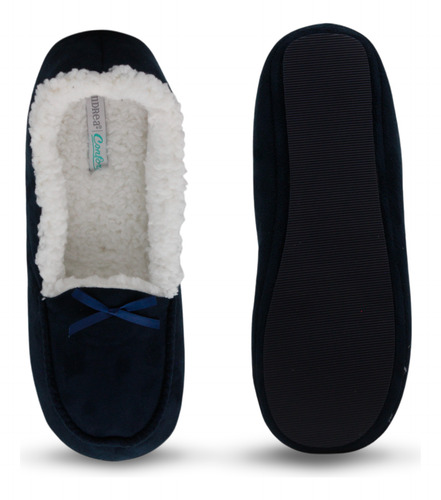 Pantufla Azul Marino Mujer Andrea Mocasín Borrega Comoda