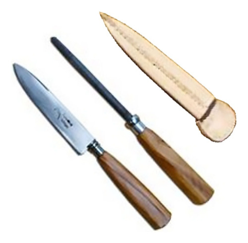 Set  Cuchillo Solingen Olivo 20cm. + Chaira+ Tbl. Obsequio