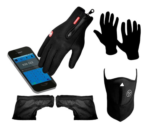 Guantes Neoprene Termicos + P. Piel Mascara Cubre Manos Sti