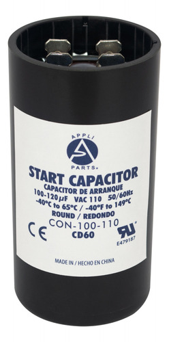 Appli Parts Condensador Capacitor Arranque 100-120 Mfd (