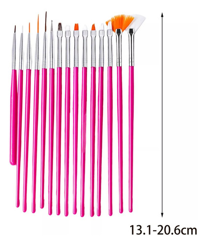 Juego De Pinceles Pintar A Mano Para Nail Art De 15 Piezas