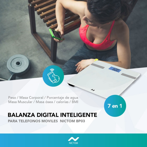Imagen 4 de 6 de Balanza Digital Personal Nictom Bp03 Blanco, Hasta 180 Kg