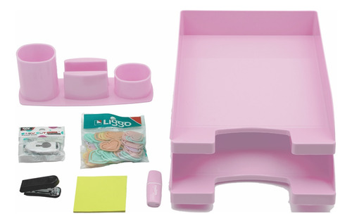 Set Escritorio Liggo Trends Colors A4 8 Piezas Rosa Pastel