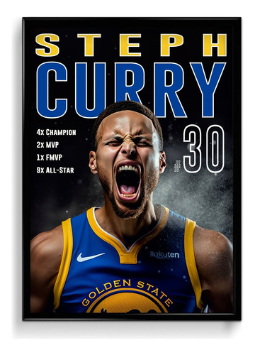 Lindo Quadro Moldura Steph Curry Poster Decoração Basquete