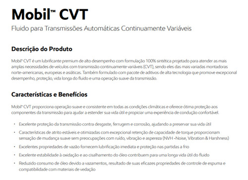 Oleo Fluido Cambio Automatico Mobil Cvt Sintetico 1 Litro