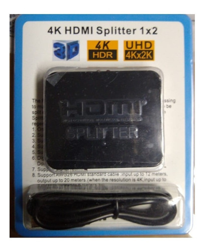 Splitter Hdmi Activo 1x2 Tv Led Lcd 3d 1080p Full Hd 4k X 2k