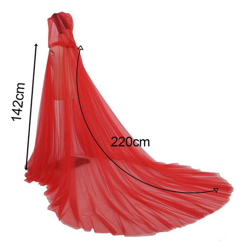 Capa Con Capucha De Tul Para Disfraz De Halloween, Rojo