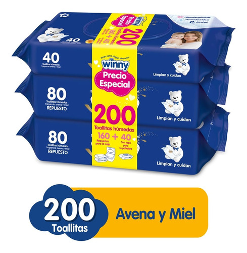 Oferta Toallitas Humedas Winny Avena Y Miel X 160+40und