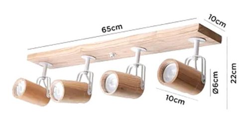 Aplique 4 Luces Madera Nordico Lampara Led Gu10 39/4 Carilux
