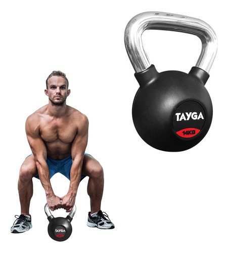 Pesa Rusa Rubber Kettlebell En Kg Con Mango Cromado