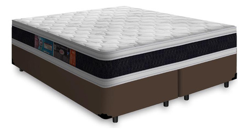 Cama Box + Colchão Espuma D45 Castor Black White Super King Cor Marrom