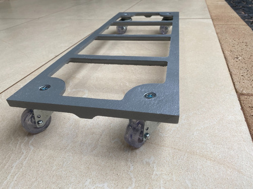 Imagem 8 de 9 de Suporte Para Vaso 60x20cm Retangular Aluminio Rodízio -prata