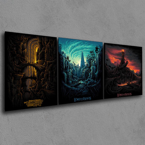 Cuadro Triptico 90x40x4cm Pelicula Lord Of The Rings Trilogy