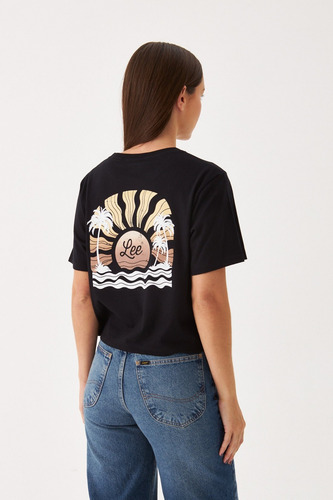 Remera Lee Ss Waves Crop Para Mujer