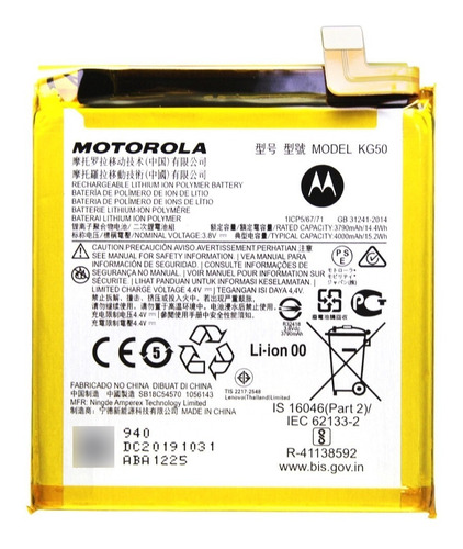 Bateria Motorola Moto One Hyper Xt2027 Original Kg50 