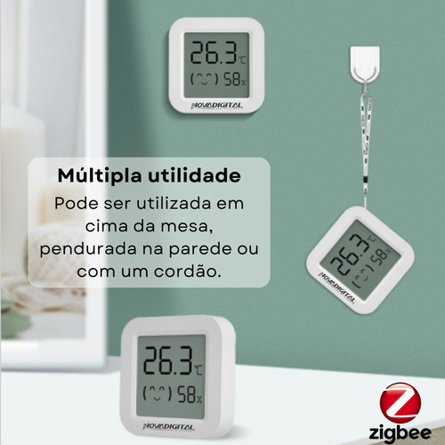 Sensor Temperatura E Umidade Com Display Novadigital Zigbee