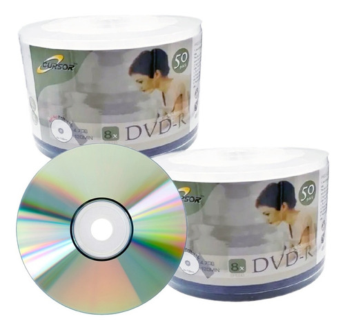 Dvd  R 8x 4.7gb Logo Cursor Pack 100 Discos 