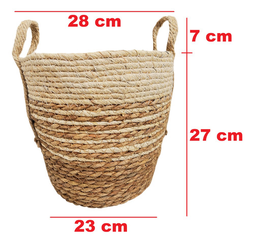 Set De Cestos De Almacenamiento Tejida Redonda Decorativa 3p Cafe Blanco