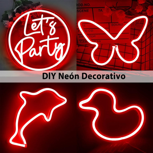 Tiras De Led Neón Luz Flexible Unicolor 5 Metros Cortar 12v Rojo