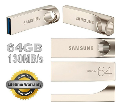Pendrive Samsung 64gb Usb 3.0 Flash Driver 130 Mbs Metálico