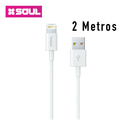 Imagen 6 de 10 de Cable Usb Cargador Largo 2m Para iPhone 5 6 7 8 Plus X Xr Xs