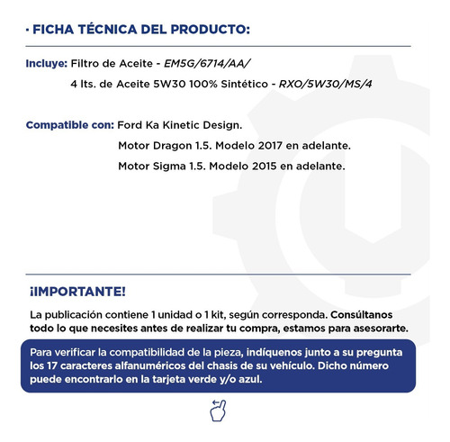 Kit Aceite Sinté Motorcraft 5w30 + Filtro Aceite Ford Ecospo