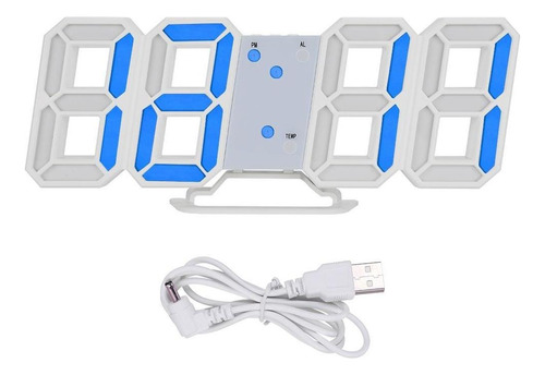Reloj Digital 3d Led De Pared Con Alarma, Número De Hora, Ho