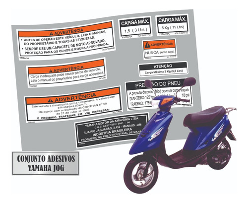 Etiquetas Advertencia Ciclomotor Yamaha Jog 1996