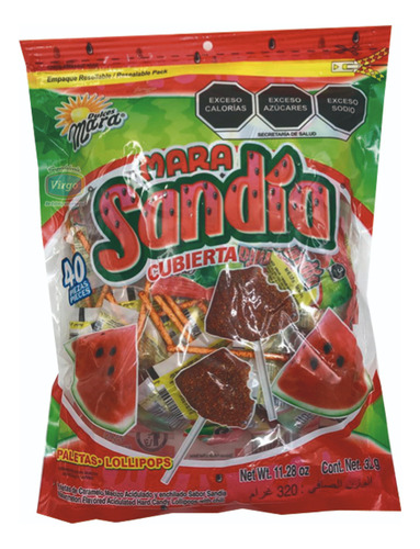 Paleta Sandia Enchilada 40 Pzas Mara Sandia Con Chile Kosher